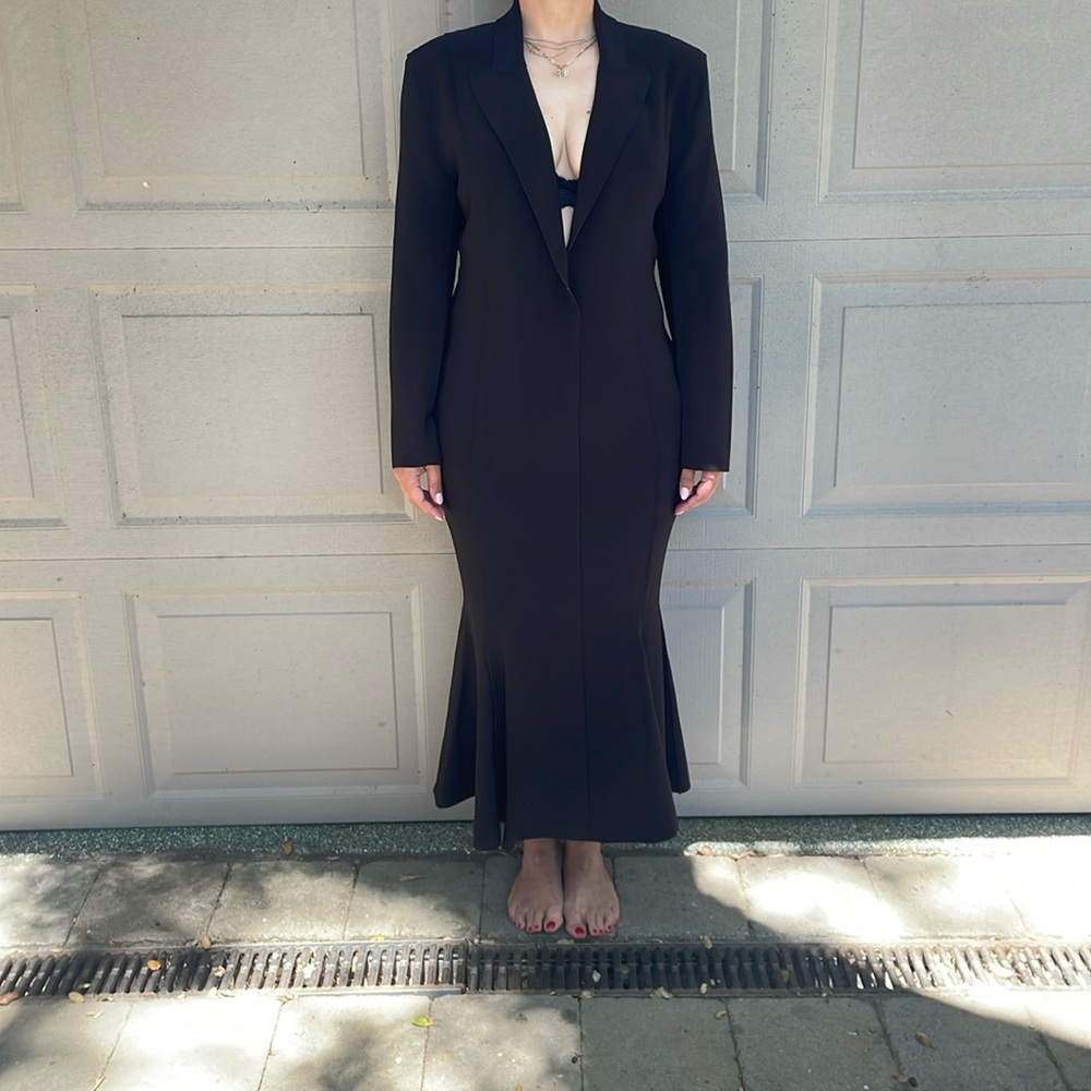 Norma Kamali tuxedo dress with fishtail bottom